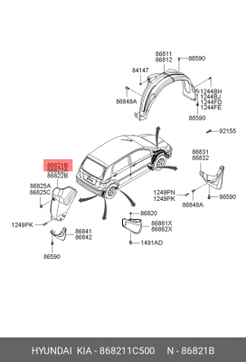 Hyundai Getz локер задний левый 868211C500 HYUNDAI KIA
