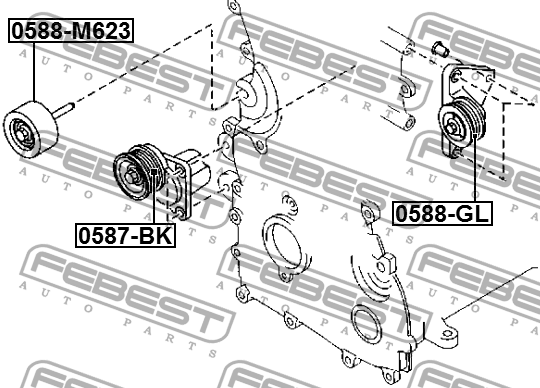 Mazda 6gh 07- Ролик натяжной приводного ремня 0587-BK FEBEST