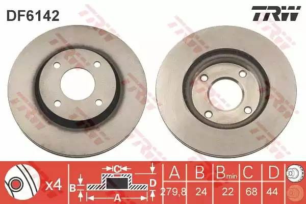 Nissan Tiida Диски тормозные передние DF6142 TRW