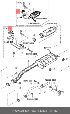 Kia Sportage 93 2.0б SOHC прокладка резонатора 0K01140305 HYUNDAI KIA