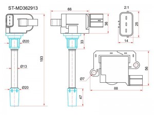MITSUBISHI Carisma/Space Star/Pajero 1,8-3,5i 97-07 катушка зажигания STMD362913 SAT