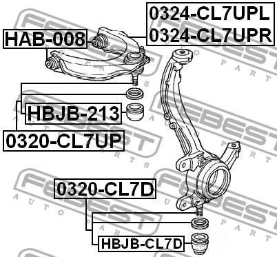 Honda Accord 98-02-08- шаровая опора верхняя 0320-CL7UP FEBEST