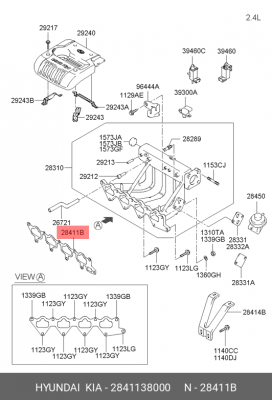 Hyundai SonataEF G4JP 131 л.с/SantaFe 00-05 2.4/Sorento 02-04 2.4б VIN прокладка 2841138000 HYUNDAI KIA