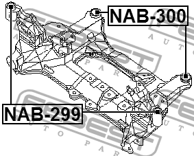 Nissan X-Trail T30 сайлентблок переднего подрамника задний NAB-300 FEBEST
