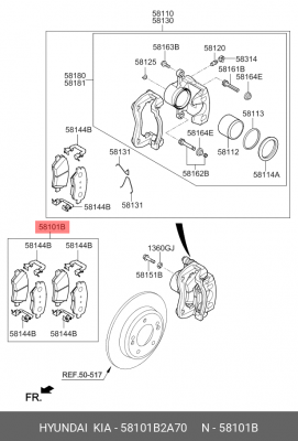 Kia Soul 16 - 19 колодки тормозные передние 58101B2A70 HYUNDAI KIA