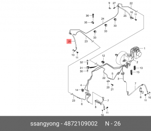 Ss Kyron/actyon06-11 шланг торм зад правый 4872109002 SSANG YONG