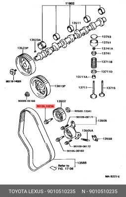 Toyota Crown болт шестерни ГРМ 90105-10235 TOYOTA