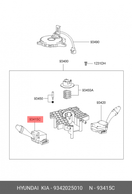Hyundai Accent Подрулевой переключатель света (без AIRBAG) 9342025010 HYUNDAI KIA