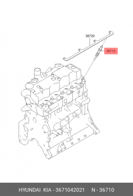 Hyundai Свеча накала D4BH/F Porter Тагаз/Starex 02-07 2.5D /Terracan 2.5D 3671042021 HYUNDAI KIA