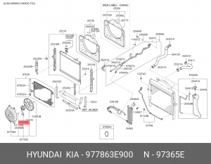 Kia Sorento 02- 2.5D мотор вентилятора охлаждения двигателя 977863E900 HYUNDAI KIA