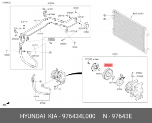 Hyundai Solaris 11-17 Шкив компрессора кондиционера 976434L000 HYUNDAI KIA