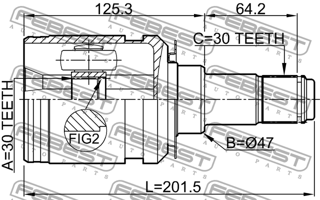 Toyota LC 150 шрус внутренний правый 0111-GRJ150 FEBEST
