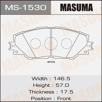 Toyota RAV 4 III 08- , RAV 4 IV 12-колодки передние MS1530 MASUMA