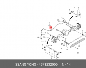 SS Actyon Sport Втулка заднего стабилизатора D14 4571232000 SSANG YONG