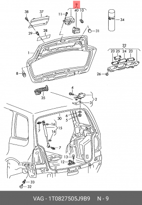 Vag замок 5 двери 1T0 827 505 J 9B9 VAG