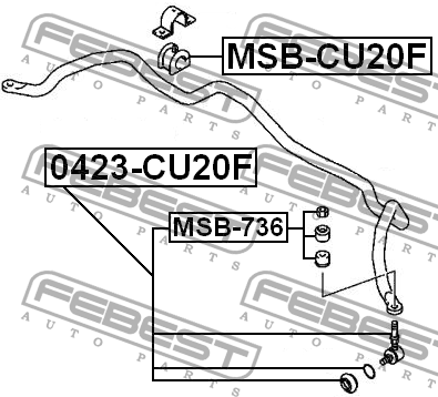 Mitsubishi lancer 9, OUTlander 03- втулка переднего стабилизатора  D=26 MSB-CU20F FEBEST