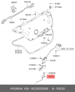 Sonata Tagaz Концевик багажника 932302D000 HYUNDAI KIA