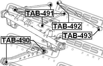 Toyota Probox 4WD 02- с/блок заднего продольного рычага TAB-490 FEBEST