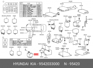 Hyundai Accent реле стеклоочистителя 9542033000 HYUNDAI KIA