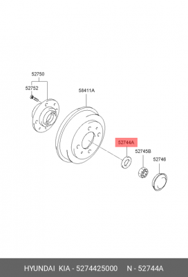 Hyundai Accent стопорное кольцо задней ступицы 5274425000 HYUNDAI KIA