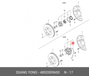 Датчик АБС передний лев/прав Kyron 4892009600 SSANG YONG