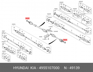 Kia Picanto 11- Гайка передней ступицы 4955107000 HYUNDAI KIA