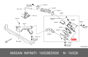 Nissan Tiida корпус воздушного фильтра 16528-ED500 NISSAN INFINITI