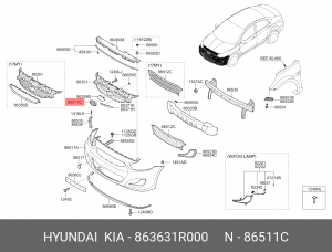 HYUNDAI Solaris эмблема перед 863631R000 HYUNDAI KIA