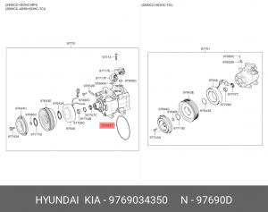 Уплотнительное кольцо системы охлаждения (кольцо уплотн.) 9769034350 HYUNDAI KIA