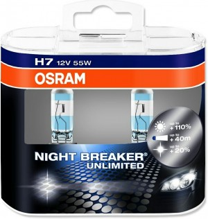 H7 12V (55W) Лампа [NIGHT BREAKER UNLIMITED +110% света,+20% белее] 2шт. в пласт 64210NBUHCB OSRAM