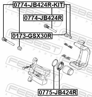 Suzuki Grand Vitara 05- к-т направляющих заднего суппорта 0774-JB424R-KIT FEBEST