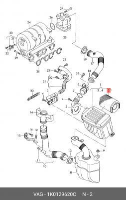 VAG 1.6/1.2TSI/1.4TSI/2.0FSI 03-> фильтр воздушный 1K0 129 620 C VAG