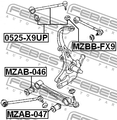 MAZDA XEDOS-9/MILENIA TA 1993-Тяга задняя поперечная с шаровой 0525X9UP FEBEST