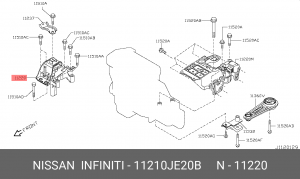 Nissan Qashqai 2.0 2WD MCVT опора ДВС правая 11210-JE20B NISSAN INFINITI
