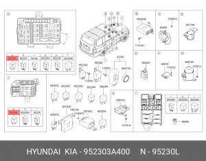 Hyundai Реле обогрева 952303A400 HYUNDAI KIA