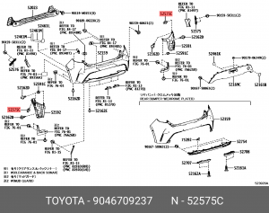 Toyota Пистон крепления бампера 90467-09237 TOYOTA