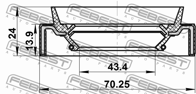 Nissan Pathfinder R51, Navara  сальник раздатки на передний кардан 95JAS-45701424R FEBEST