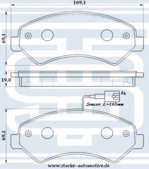 Fiat Ducato, Peugeot Boxer NEW, Citroen Jumper колодки передние    R16 174551 STARKE