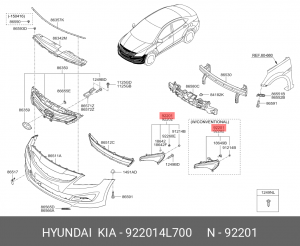 Hyundai Solaris 2014 ПТФ+ДХО левая 922014L700 HYUNDAI KIA