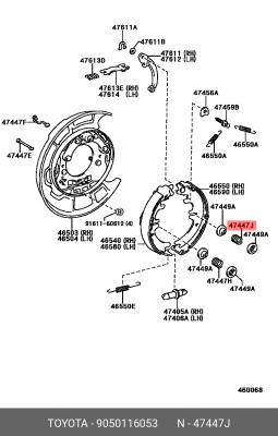 Toyota Пружинка крепления парковочных колодок 90501-16053 TOYOTA