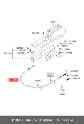 Hyundai H100 Трос ручного тормоза 599114B062 HYUNDAI KIA