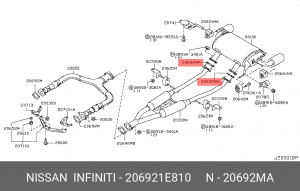 Infiniti FX45/35 03- Прокладка приемной трубы 20692-1E810 NISSAN INFINITI