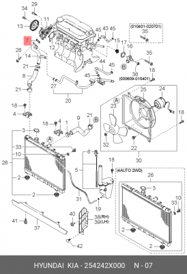 Прокладка помпы 254242X000 HYUNDAI KIA