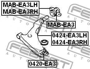 Mitsubishi Galant EA3A/EA8A USA 96-03 с/блок переднего рычага задний MAB-EA3 FEBEST