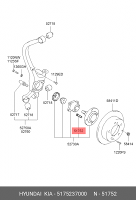 Hyundai/Kia Шпилька колесная D14 5175237000 HYUNDAI KIA