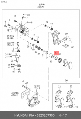 Kia Picanto 04-10 сальник поршня зад суппорта 5823207300 HYUNDAI KIA