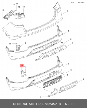 КРОНШТЕЙН ПАНЕЛИ БАМПЕРА 95245218 GENERAL MOTORS