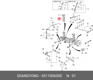 SS Tager Пружина задняя 4511006000 SSANG YONG