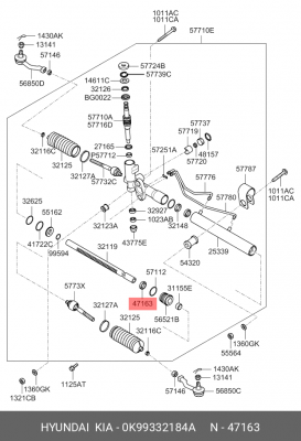Kia Sorento сальник вала рулевой рейки 0K99332184A HYUNDAI KIA