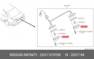 Рассеиватель фонаря NISSAN MAXIMA 94-/ SUNNY 90-/ TERRANO 87-/ X-TRAIL 01- освещ 2651101P00 NISSAN INFINITI